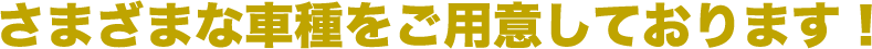 さまざまな車種をご用意しております！
